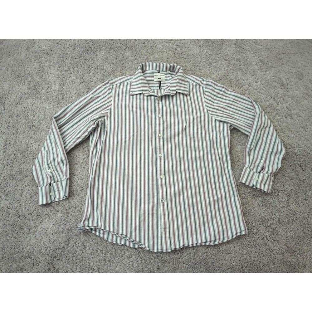 Crosby & Howard‎ Button Up Shirt Mens XL Vertical Stripes Long Sleeve Stretch